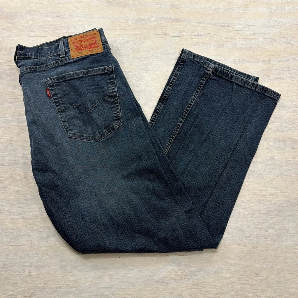 Levi's Jeans 505 Regular Fit Straight Leg Medium Wash Blue Mens W38 L32